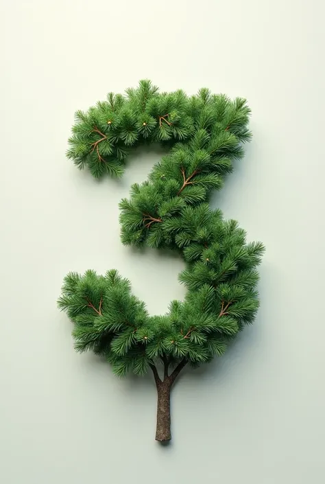 Create an image of a fir branch with the number 3 