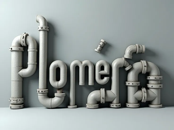 Generate the word plumbing in Spanish with letter template with pipe joints 