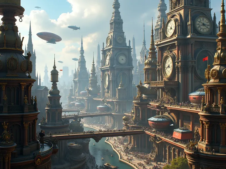 a sci-fo steampunk version of Milan city