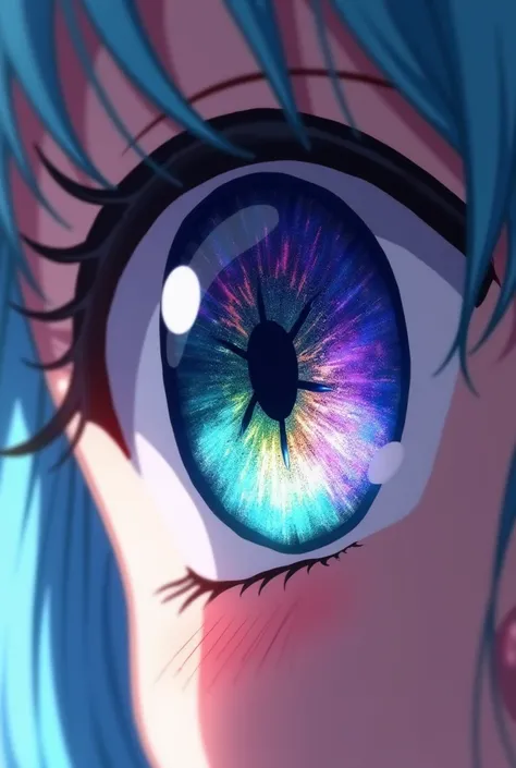 An eye with multiple anime-style colors
