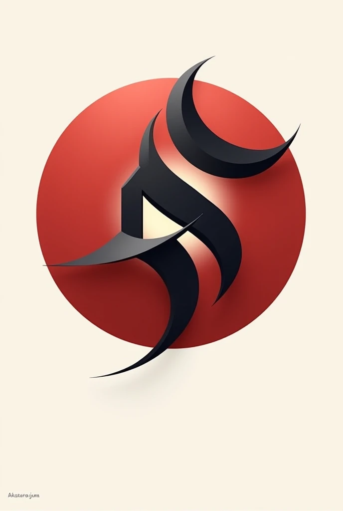  Create an attractive logo of a round shape, indonesian writing "AKSARA JIWA".  Black and red colors. 3d