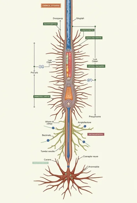 Step-by-step representation image of the chemical synapse