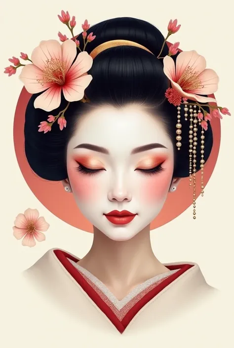 creative logo for a spa with the face of a realistic geisha