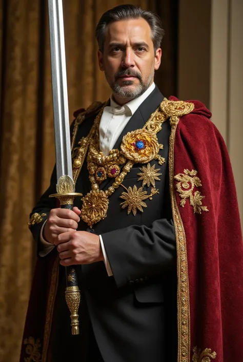 King Mohammed VI of Morocco holds a sword