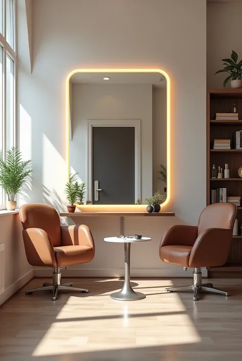 PLAN for a beauty salon business ,  you have to have two chairs for cutting hair in front of a mirror ,  then a table in a corner for painting nails with two armchairs on both sides,  and an armchair where waiting for customers , also a bathroom ,  and a s...