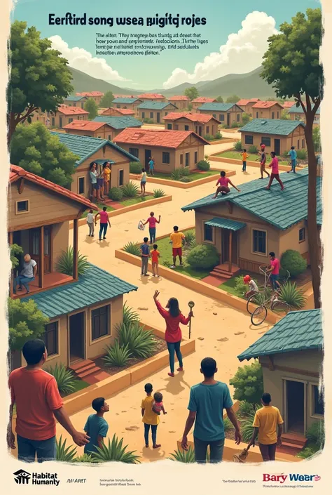 Create an advertisement for an NGO named Habitat for humanity Communicating the Message , "Building Homes, Building Hope: Together We Can Create a Better Future,"  The message encourages everyone to work together to achieve long-term improvements for those...