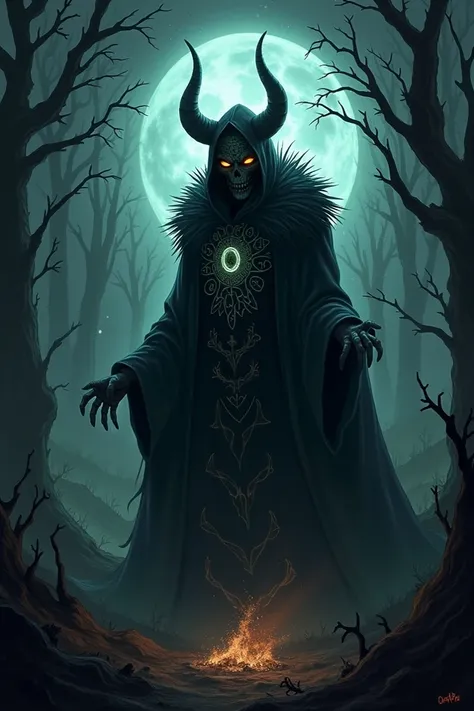 Create a fund, inspired by Halloween dark devianart style with runes