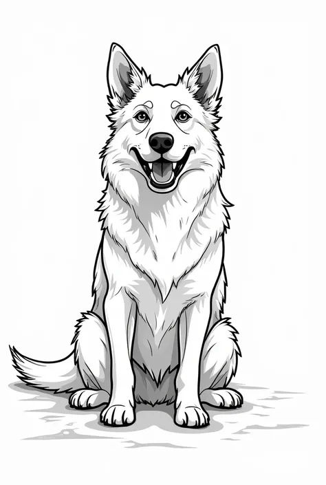 dog art to color black and white without shade 