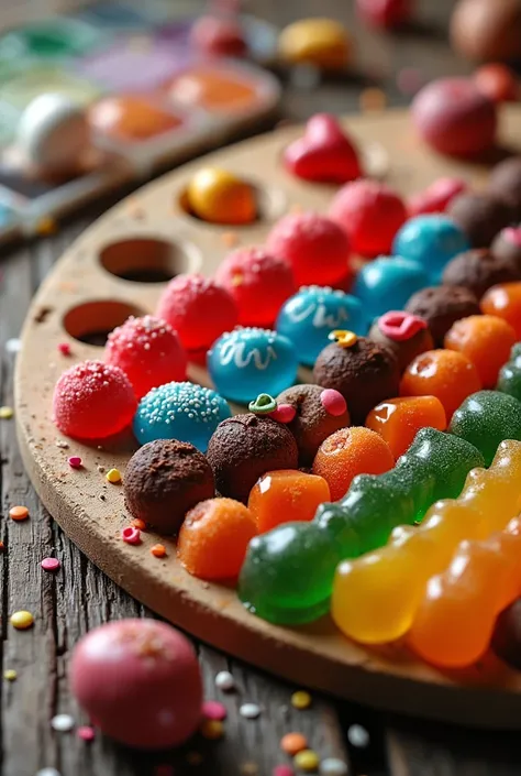 Candies on a palette