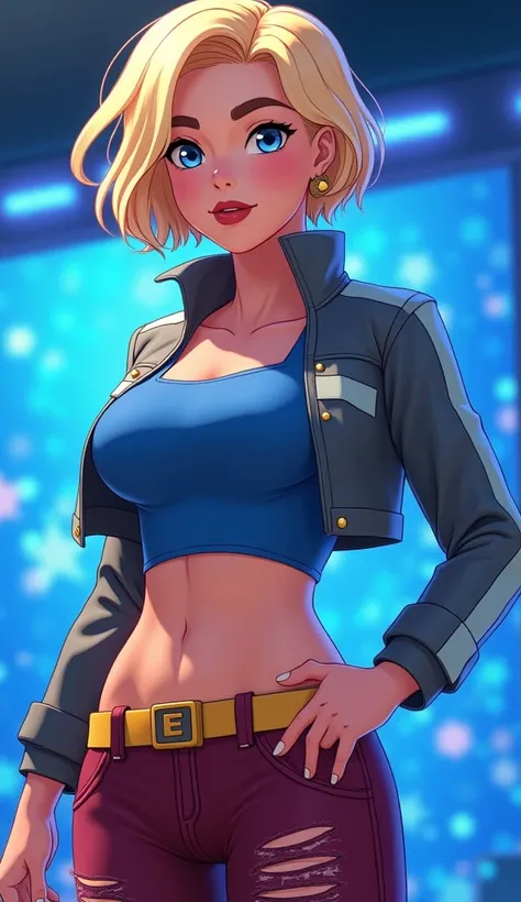 (Close up), ((Kara from DC Super Hero Girls 2019)), short blonde hair, Kara is an attractive, fair-skinned teenage Kryptonian with a muscular-yet-curvaceous figure, and short blonde hair with paler-colored streaks, cut into a messily  -styled bob cut with ...