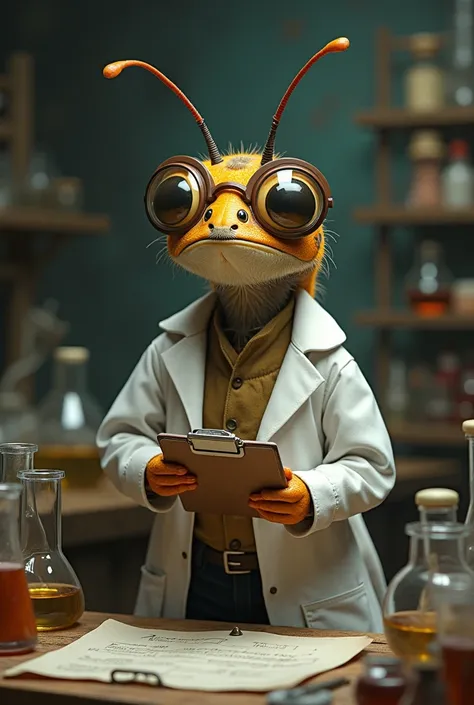 Insect dressed as a scientist 