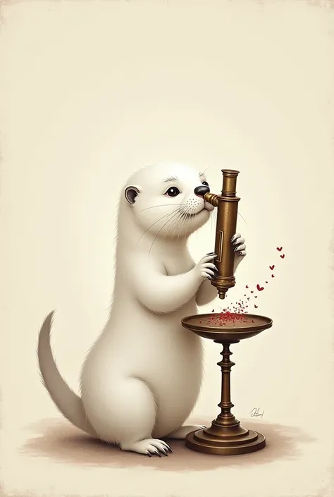 Otter with white coat and microscope As logo 