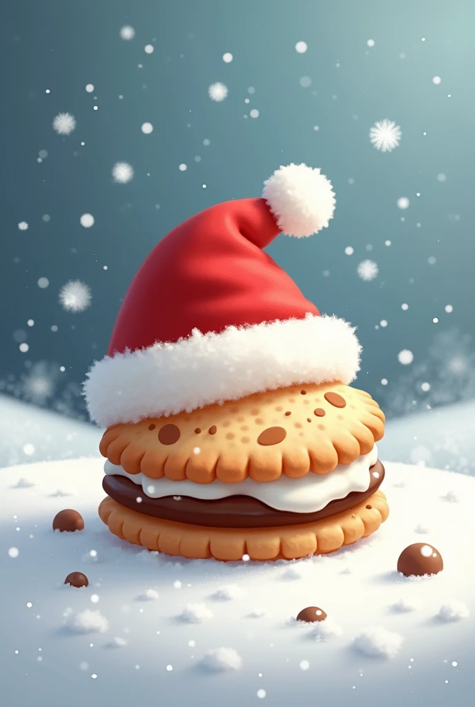 A Christmas-style logo about Alfajor
With snow and more creative without the doll, without the head, but with the hat.