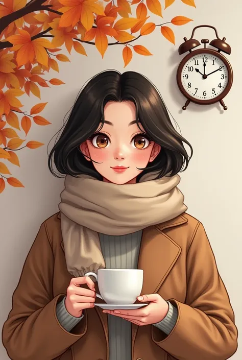  A large blank template to fill in games and send  ,   on the side of the newsletter shows a beautiful girl with a bob cut to her shoulders ,   smile, and a cup of coffee  ,  dressed in fashion  .   It occupies the upper part of the   .  Above the text spa...