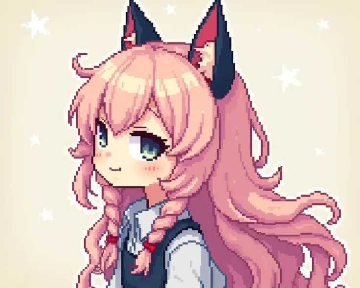 Generate a pixel art of feminine hairstyles with cat ears for a character that occupies 116X84 with a side perspective