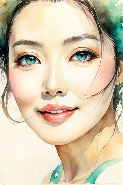 Watercolor、 old paper texture、Damaged Paper、Old style、Faded colors、composition、Golden Ratio、Functional、grace、 Details 、background、Soft colors、 Blurry Lines
Fujisaki Ayano, 48 years old, round face,  firm skin,  Teal Eyelids,  Fine Lines ,  elegant ,  plump...