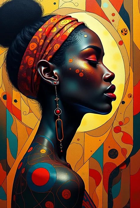 Beau Tableau, art abstrait ,couleur captivante ,femme africaine 