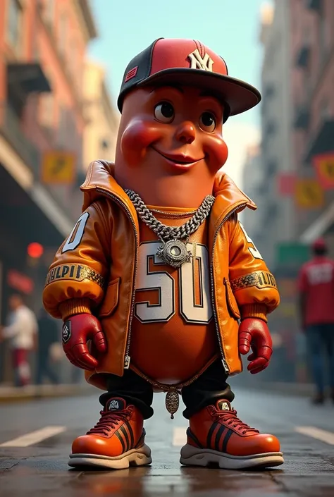 Standing sausage with hip hop clothing