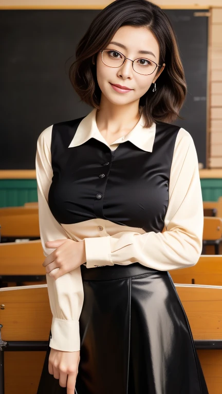 ((( best quality))),(((8k))),(((masterpiece)))(((Mature Beauty))),(((Beautiful Japanese Housewife ))),(((Japanese Housewife、60 years old、 realistic facial wrinkles)))、( up hair :1.4)、 black hair、Glasses、 Looks Like an Education Mom、 very beautiful mother ,...