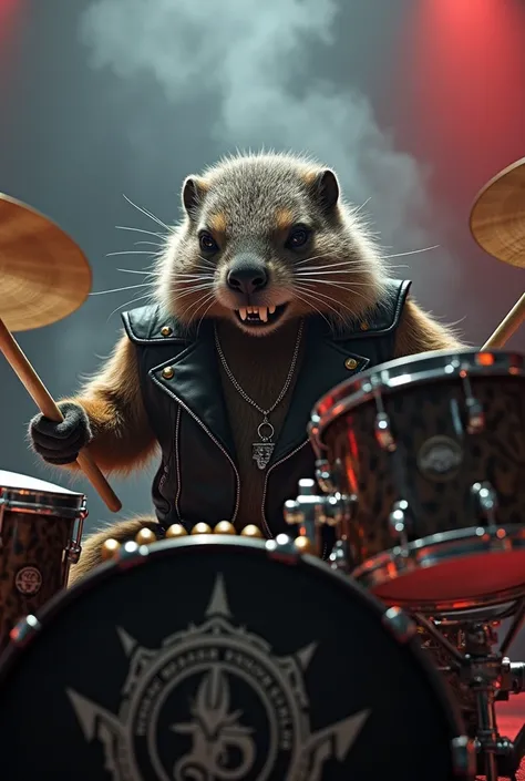 Make Marmot the drums of a heavy metal band and hit the drums