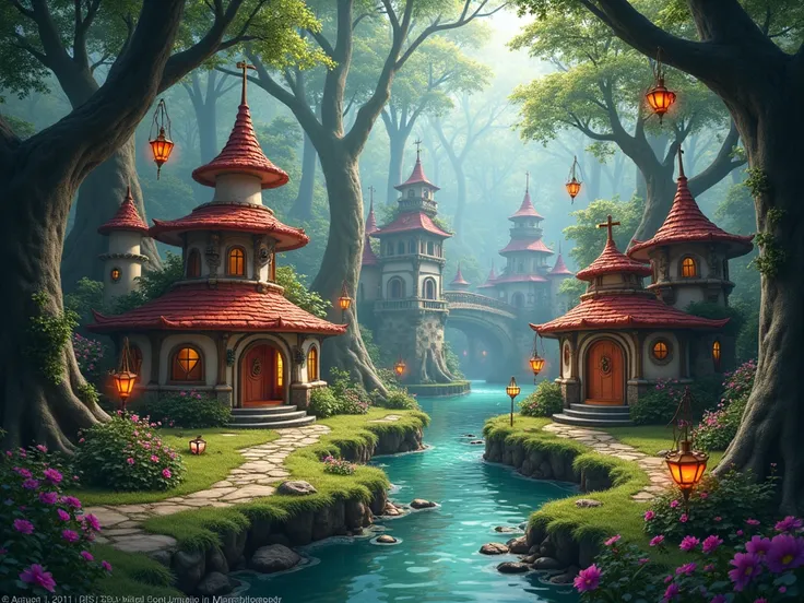 Fantasy amusement park in the woods