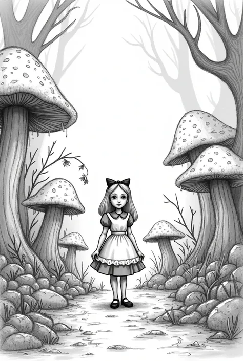 Alice in Wonderland in sketch style