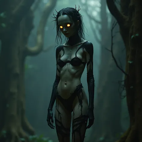 (24yo skinny anorexic gothic punk girl, slender skinny anorexic demon woman with enormous manga heterochromia eyes), ((top quality, 8k, masterpiece: 1.3)), crisp focus: 1.2, ((beautiful skinny anorexic demon woman: 2.2)), (skinny abdomen: 1.4), (oversized ...