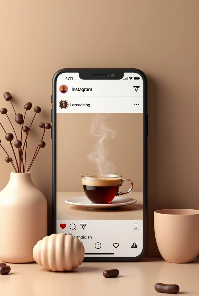 Simulation of istragra ,  posts only coffee and in the Instagram app 