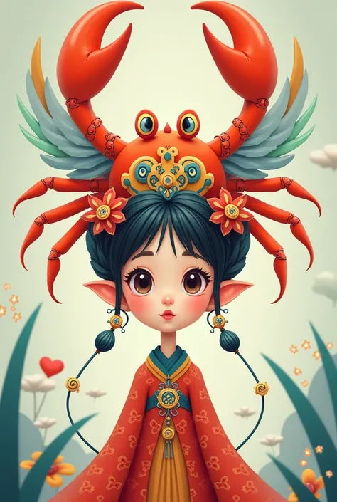 Its a cartoon and beautiful headdress that mix crane and crab and unique 