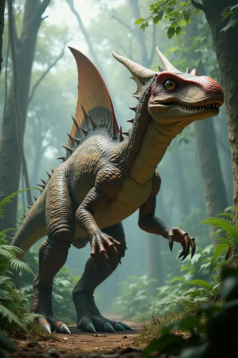 Hybrid between Euplosefalus spinosaurus and raptor 