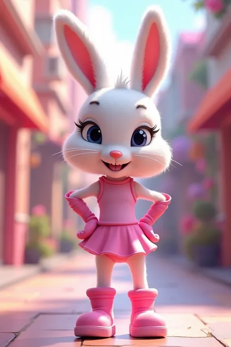 Create the character of Lola Bunny, dressed in pink 