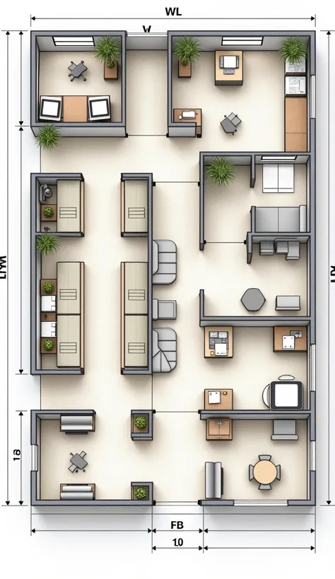 layout of the Santa Cruz Mercantile Bank  (  more focused on the area of human resources)  for your real estate organization with their respective cubicles and offices (like an architectural plan)