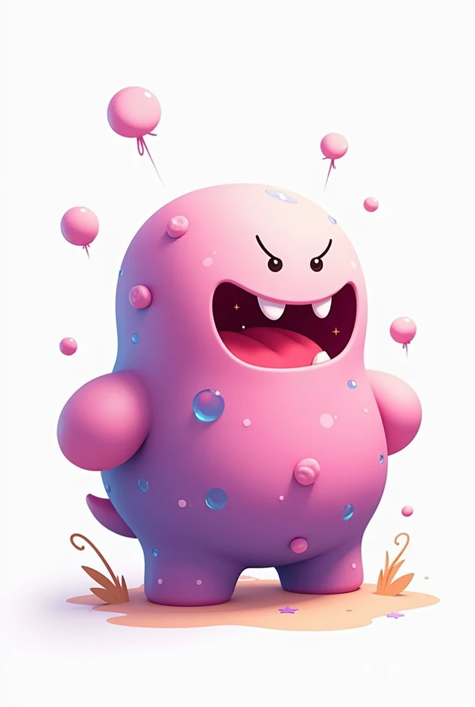  candidiasis as game boss, Make it as simple as a cartoon for ren ,  that the character is a color other than white, white background and few details 