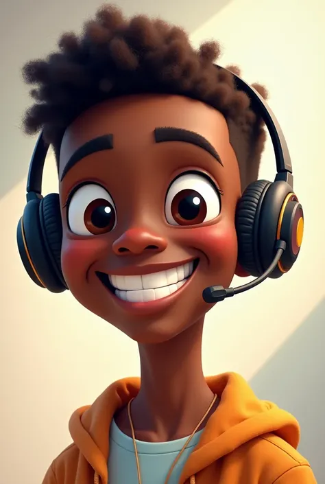 Animated black male character with headset