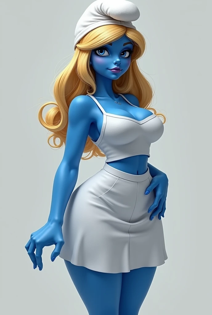  Smurfette, Milf,  big breasts,  white skirt,  white shirt