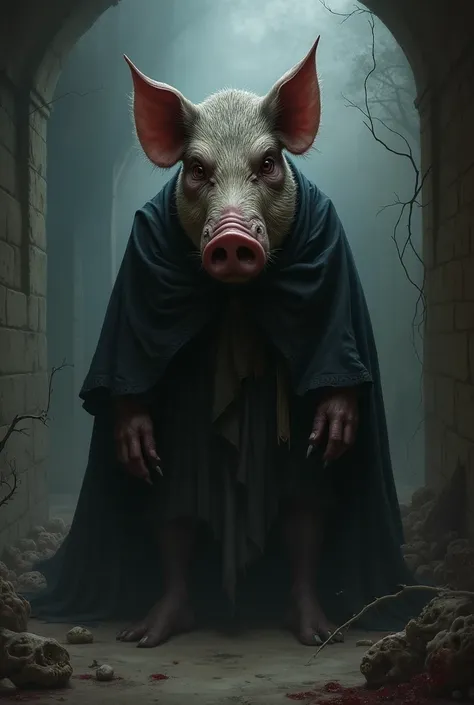 Un vampire monstrueux à tête de porcine 