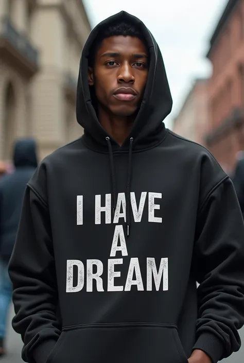 Hoodie with the inscribed IHAVEADREAM from the front