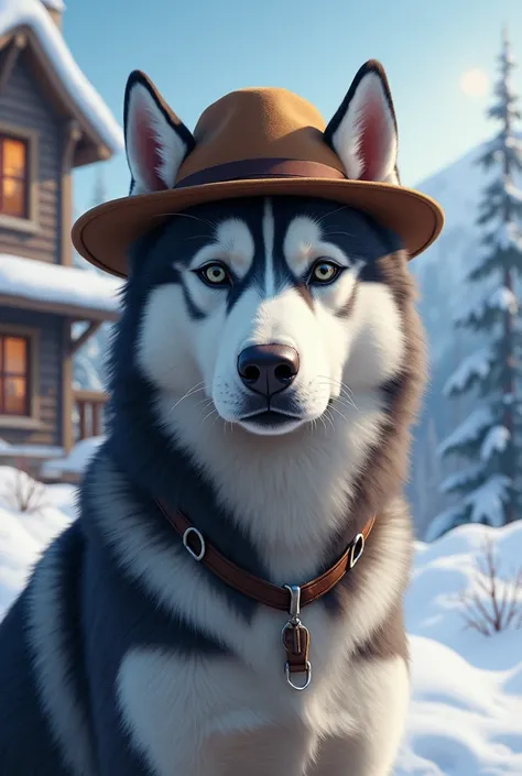 Husky dog with hat background