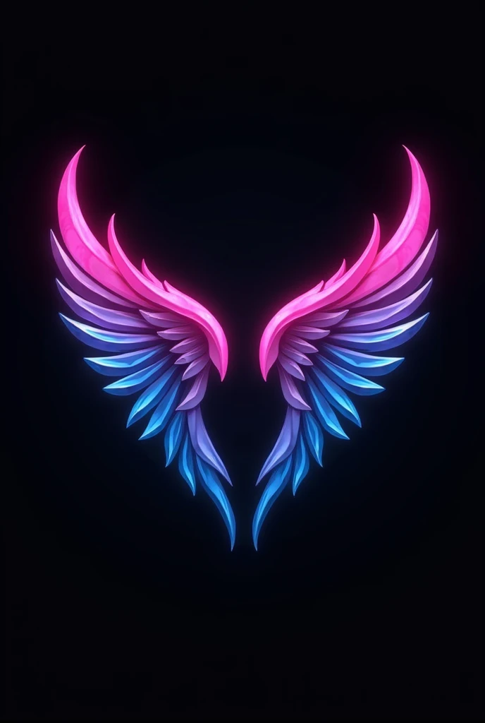 Make a logo for a server spelled correctly "angels wing" in pink, blue and black