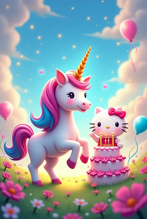 Unicorn with her friend hello kitty
Celebrating  birthday 5

