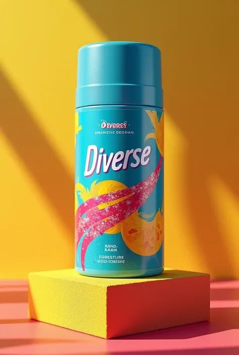 CREATE THE DESIGN FOR THE PACKAGING OF A PRODUCT CALLED DIVERSE WHICH IS A VERY COLORFUL Fresh Deodorant For Men In Hot Weather