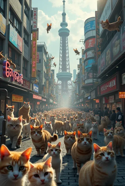 (Photorealism:1.2), Cat Invasion in Tokyo