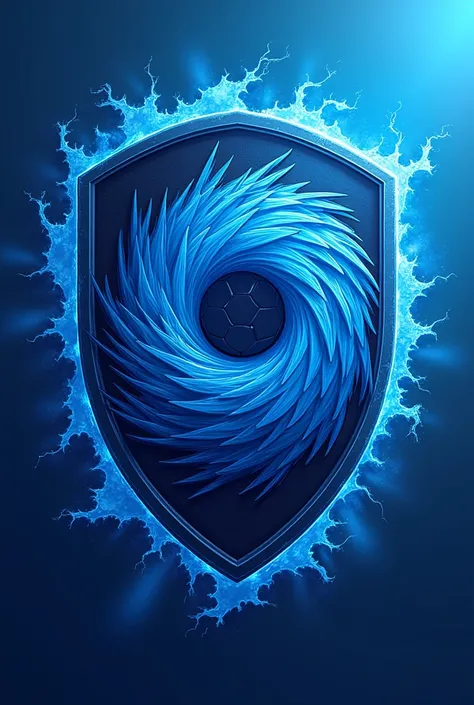 Create a Blue Hurricane soccer shield,With ping background please 