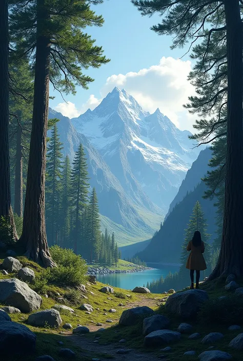 Images of hyperrealistic nature and an environment full of loneliness. Mountains and trees 