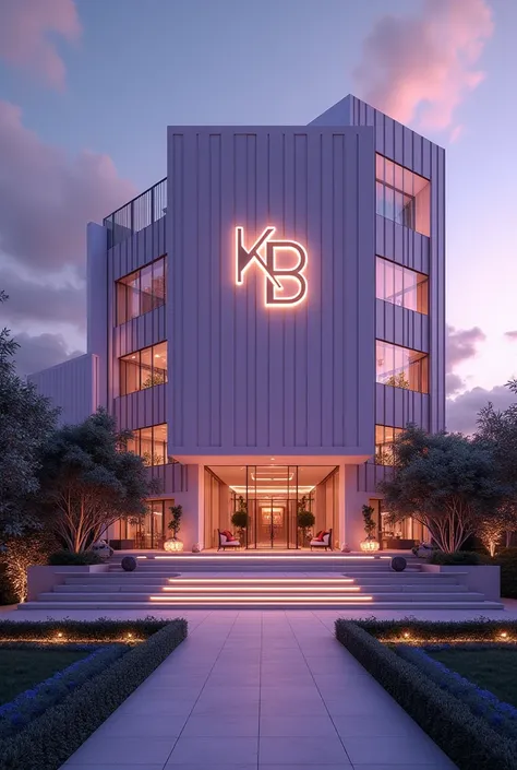 Create a large luxury company in the color purple and add the name of the company KY BEAUTY