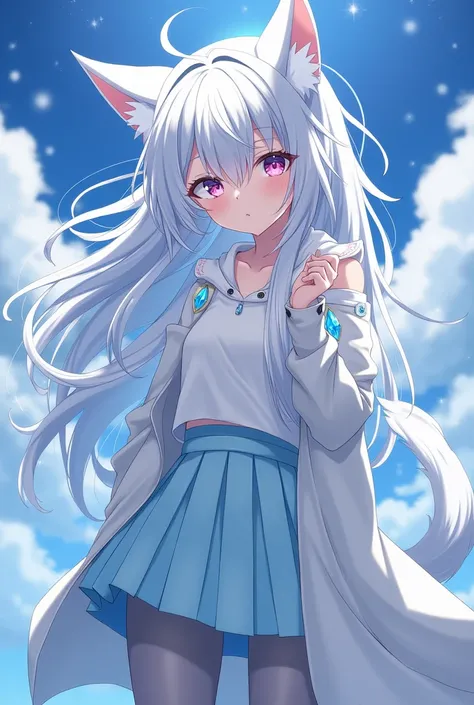 Adult anime girl,  silver hair ,  the hairstyle must meet the following parameters : fringe,  hairstyle and with loose locks that fall unevenly on your forehead.  Several parts of the hair are usually more bulky or messy ,  showing a more natural and carel...