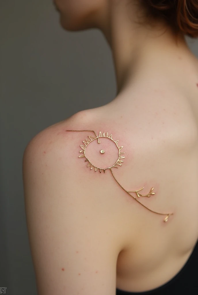 Create a delicate and small TATTOO inspired by the Japanese Kintsugi philosophy. Located on the shoulder 