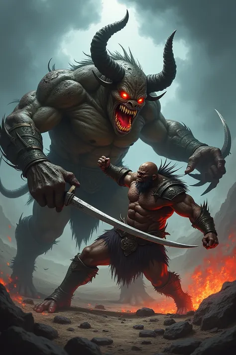 Orc demon fighting a one-eyed orc