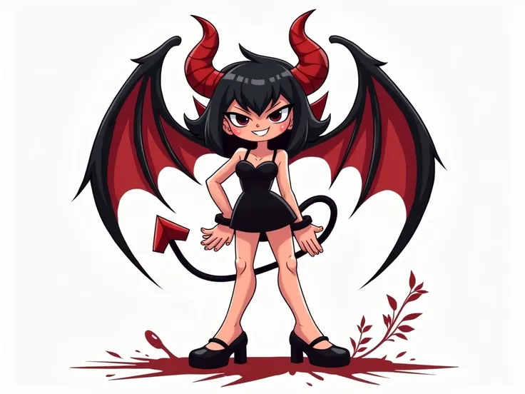 sexy little devil, cup head ,  "jahbolic” style drawing written on the background,  white background