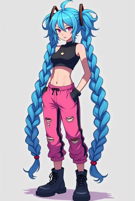 Ichiro has long, blue hair hair tied in just two long braids that reach his feet, all of his hair is tied into two braids that sit behind his hair NOT IN THE FRONT. He has pink eyes. He is paranoid and schizophrenic. He has the same appearance as Jinx from...